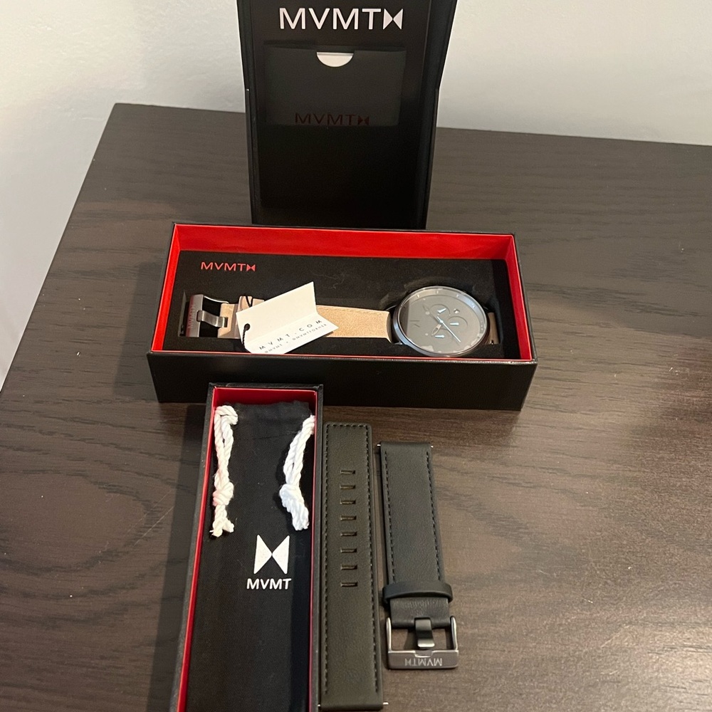 MVMT Mens chrono sandstone leather strap watch 45 mm